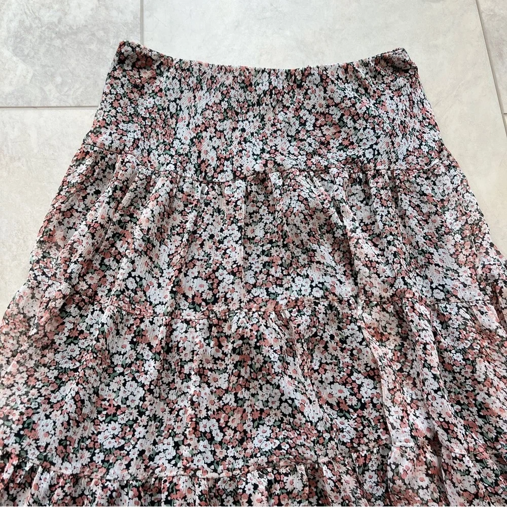 Lauren Ralph Lauren Floral Crinkle Georgette Tiered Skirt - Picture 6 of 10